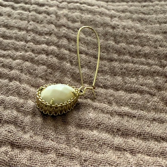 Kendra Scott Gold and Cream Teardrop Earrings - Picture 4 of 5